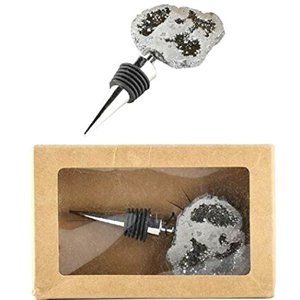 Beautiful Silver Geode and Stainless-Steel Bottle Stopper